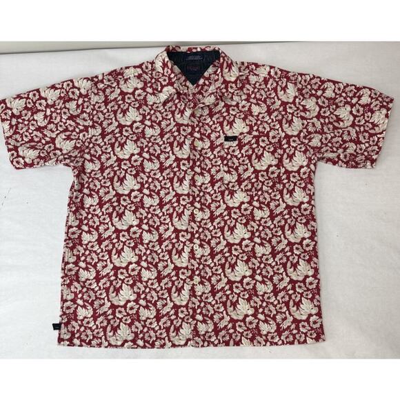 Y2K Vintage Tommy Hilfiger Hawaiian Shirt Button Down Floral Men XL Locker Loop - Picture 1 of 10